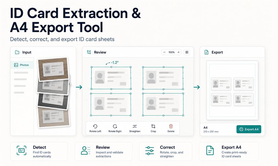 ID Card Extraction and A4 Export Tool
